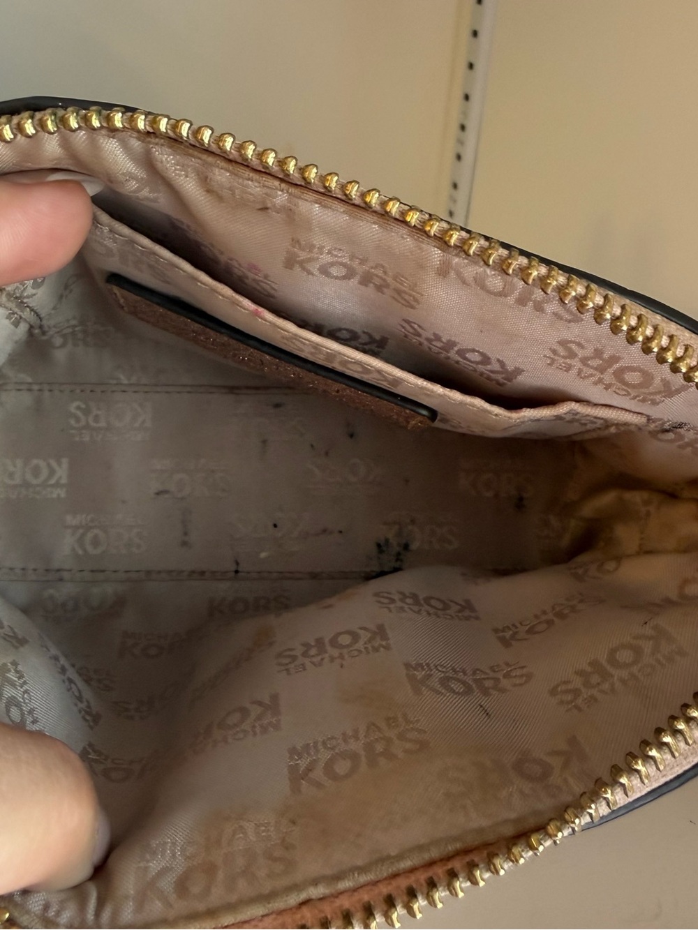 Michael Kors Rose Gold Glitter Cosmetic Pouch - Picture 3 of 8